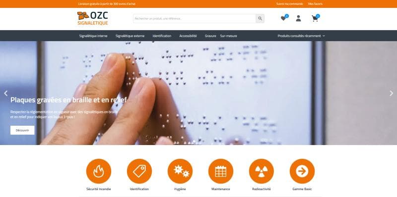 Commercial website OZC Signalétique
